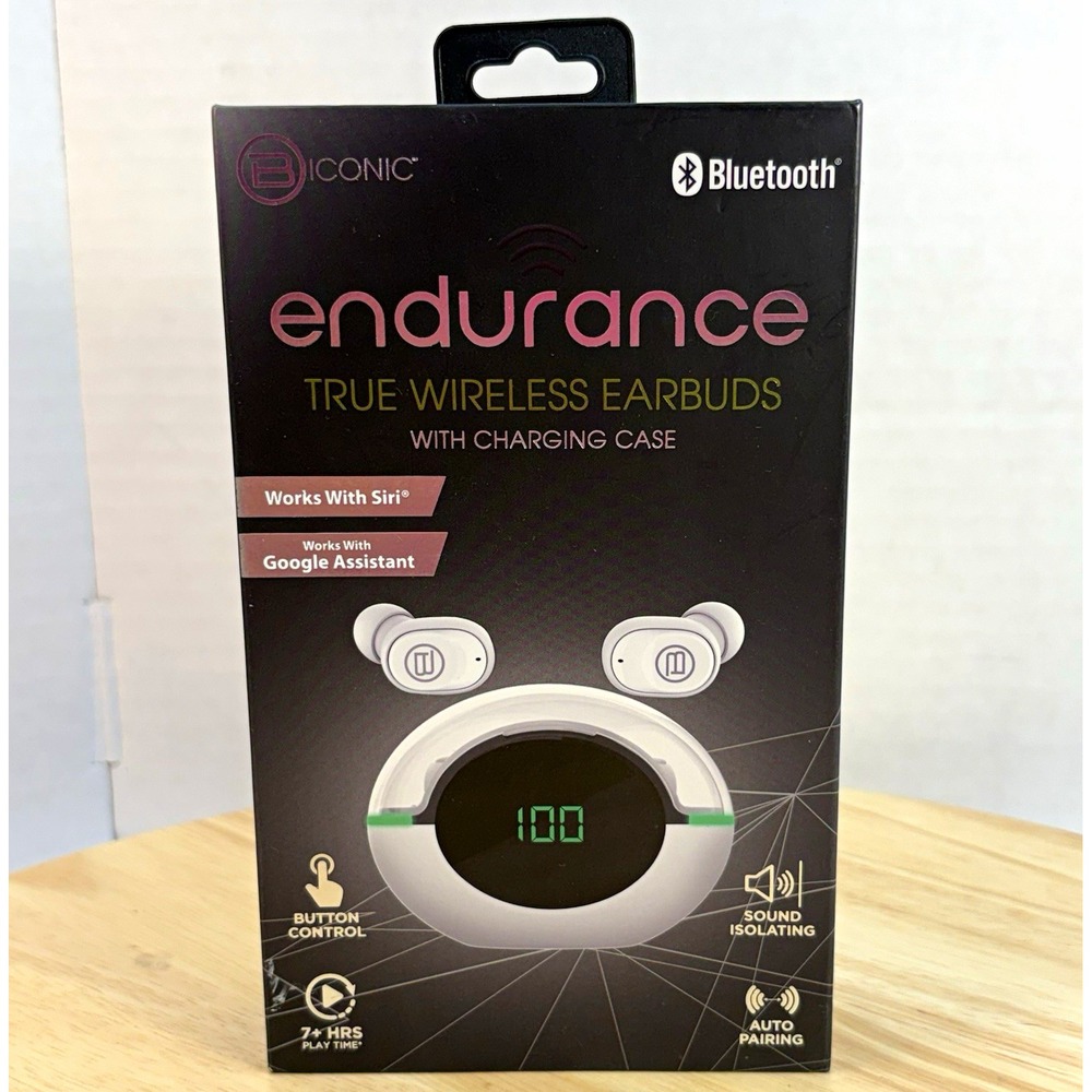 Bytech Biconic Endurance True Wireless Earbuds White BC-AU-BE-138-W NEW